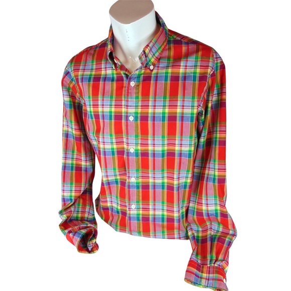 Ralph Lauren Polo Men's Button-Down Collared shirt  Large Red Checked EUC - Picture 6 of 7